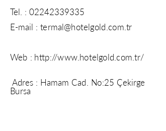 Hotel Gold Termal iletiim bilgileri